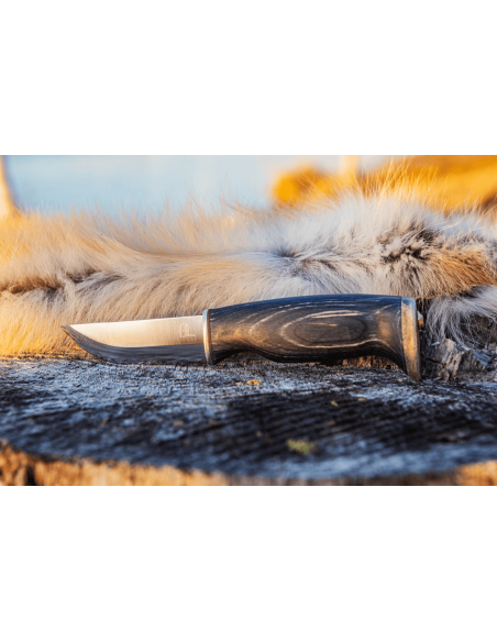 Arctic Legend Hunter's Knife AL965 artisanal 9cm blade black stained wood handle + leather sheath