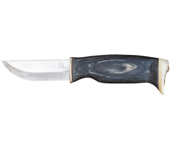 Cuchillo de Cazador Arctic Legend AL965 hecho a mano 9cm hoja mango de madera teñida negra + funda de cuero