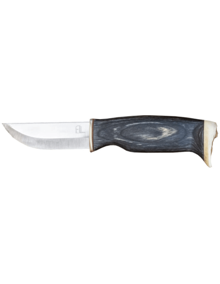 Arctic Legend Jägarkniv AL965 hantverksmässig 9cm blad svartbetsat trähandtag + läderslida