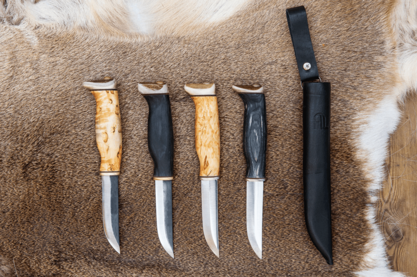 Arctic Legend Hobby Knife AL927 handgefertigtes Messer mit 9,5cm Klinge aus schwarz gebeiztem Holzgriff + Lederetui