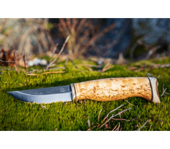 Arctic Legend Handicraft AL989 håndlaget kniv 7,7 cm bjørkehåndtak + skinnslire 2