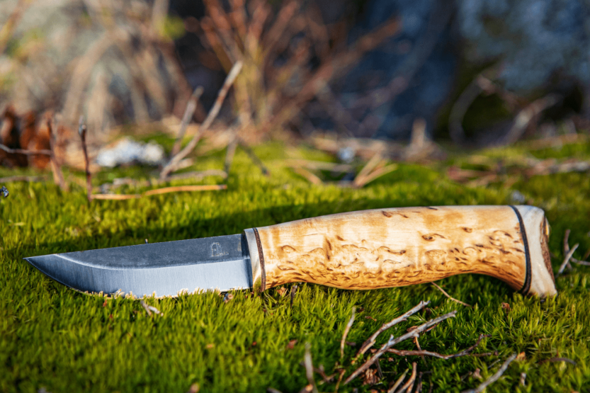 Arctic Legend Handicraft AL989 handmade knife 7.7cm birch handle + leather sheath