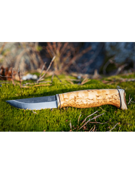 Arctic Legend Handicraft AL989 handmade knife 7.7cm birch handle + leather sheath