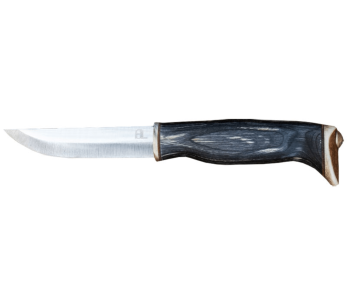 Arctic Legend Handicraft AL009 håndlaget kniv 7,7 cm blad svartbeiset trehåndtak + skinnslire