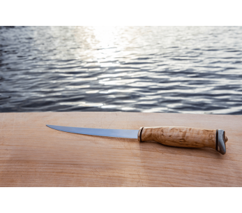 Cuchillo filetero Arctic Legend 16cm mango de abedul rizado + funda de cuero 2