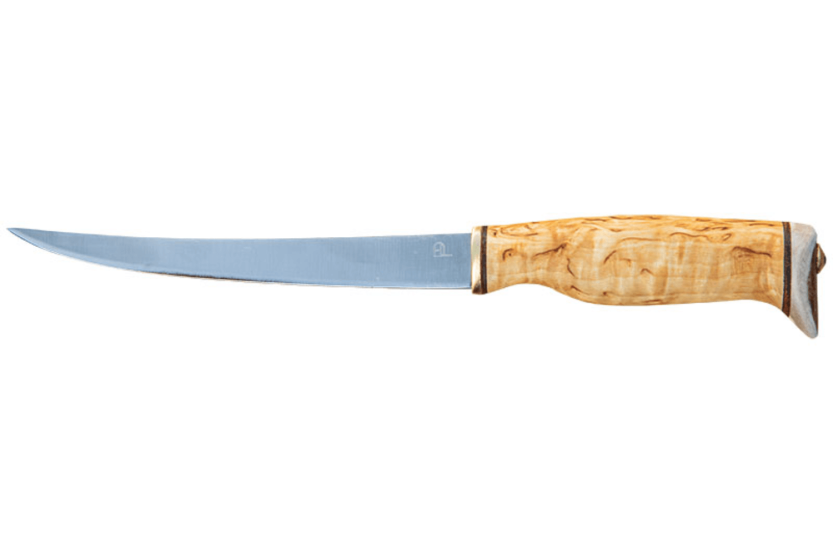 Arctic Legend Fillet Knife handgefertigtes Messer mit 16cm Klinge und Griff aus gekräuselter Birke + Lederetui