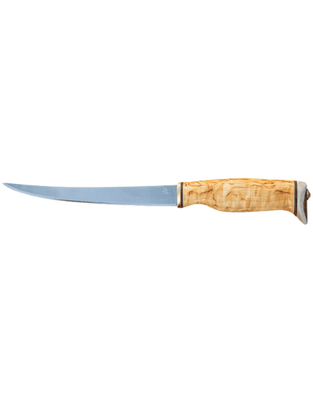 Arctic Legend Filékniv 16 cm handtag i lockig björk + läderslida