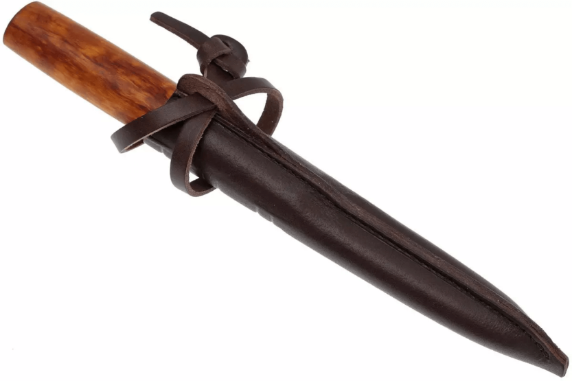 Helle Viking H096 veitsi 11cm hiiliteräksinen terä koivukahva + nahkatuppi