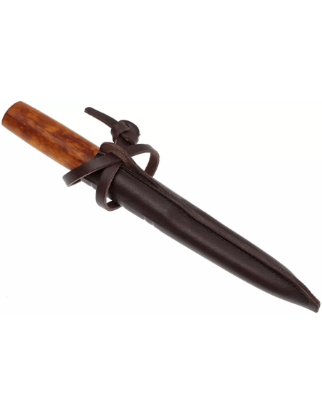 Helle Viking H096 knife 11cm carbon steel blade birch wood handle + leather sheath