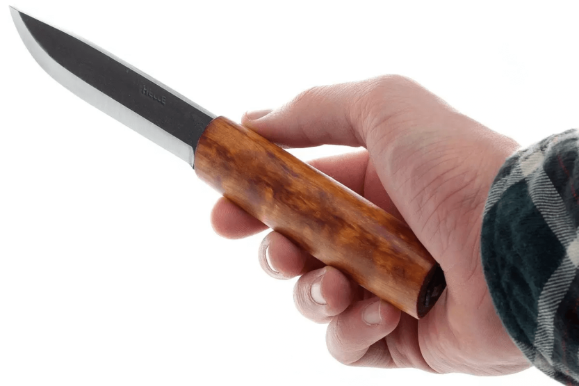 Helle Viking Messer H096 Karbonstahlklinge 11cm Birkenholzgriff + Lederetui