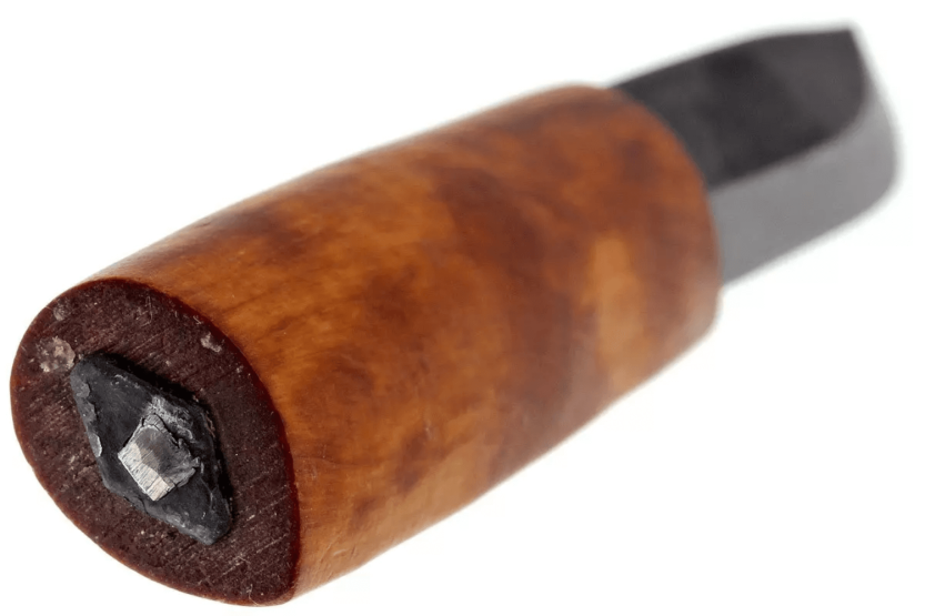 Helle Viking H096 kniv 11 cm blad i karbonstål bjørketrehåndtak + skinnslire