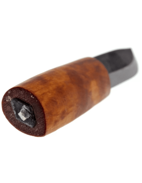 Helle Viking H096 mes 11cm koolstofstaal lemmet berkenhouten handvat + leren schede