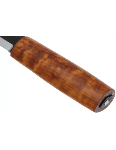 Faca Helle Viking H096 com 11 cm de lâmina em aço carbono, cabo em madeira de bétula + bainha em pele