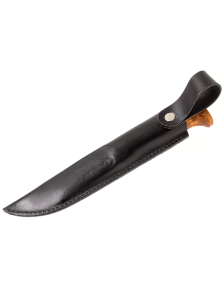 Helle Gaupe H310 knife 10.7cm stainless steel blade birch wood handle + leather sheath