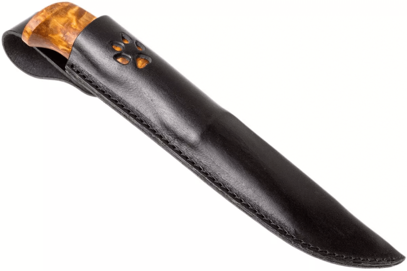 H310 Cuchillo Helle Gaupe 10.7cm hoja de acero inoxidable mango de madera de abedul + funda de cuero