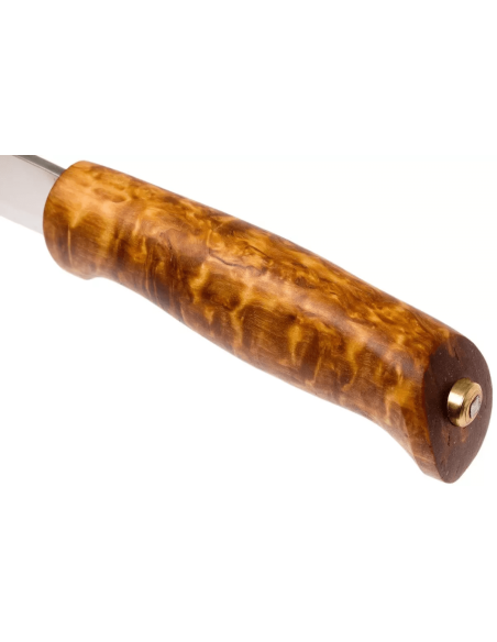 Helle Gaupe H310 roestvrijstalen mes 10,7cm berkenhouten heft + leren schede