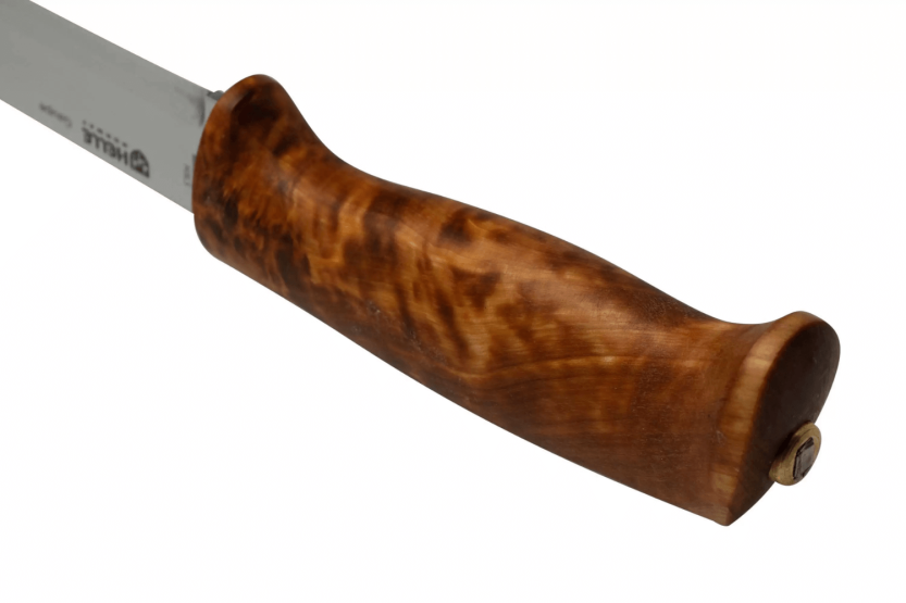 H310 Faca Helle Gaupe Lâmina de 10,7 cm em aço inoxidável Cabo em madeira de bétula + bainha em pele