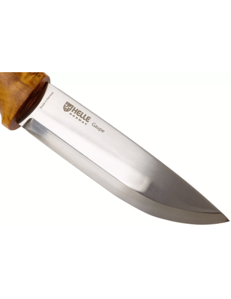 H310 Cuchillo Helle Gaupe 10.7cm hoja de acero inoxidable mango de madera de abedul + funda de cuero