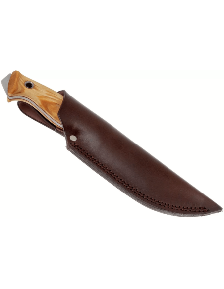Helle Utvaer H600 knife 10cm steel blade curly birch handle + leather sheath