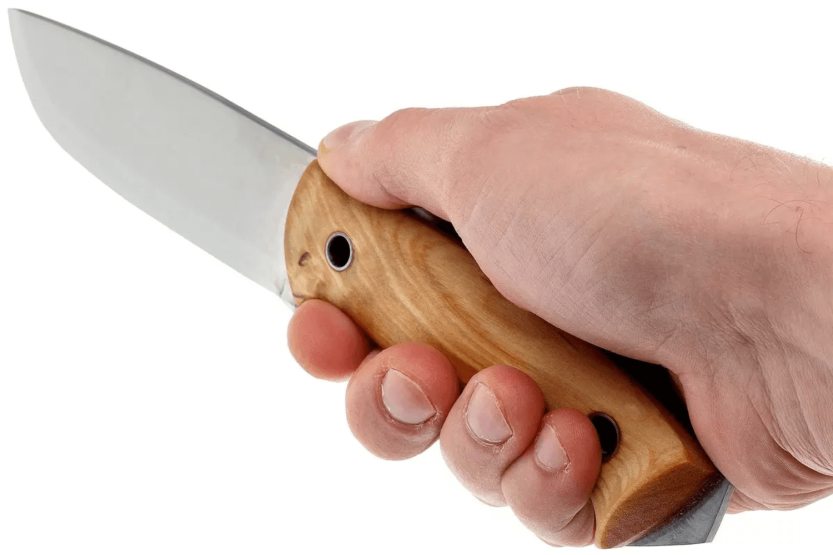 Helle Utvaer H600 knife 10cm steel blade curly birch handle + leather sheath
