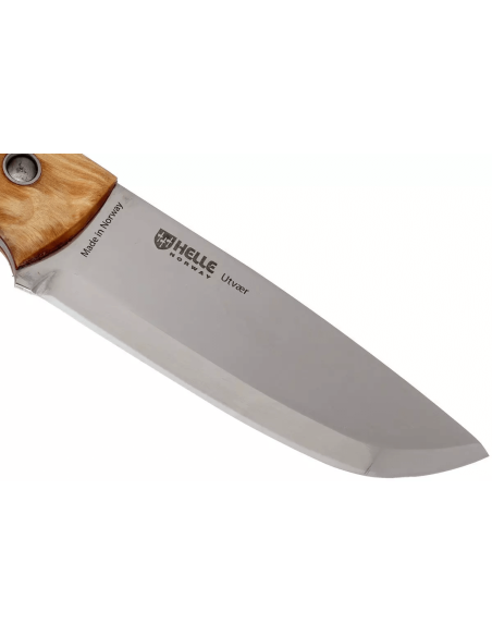 Helle Utvaer H600 knife 10cm steel blade curly birch handle + leather sheath
