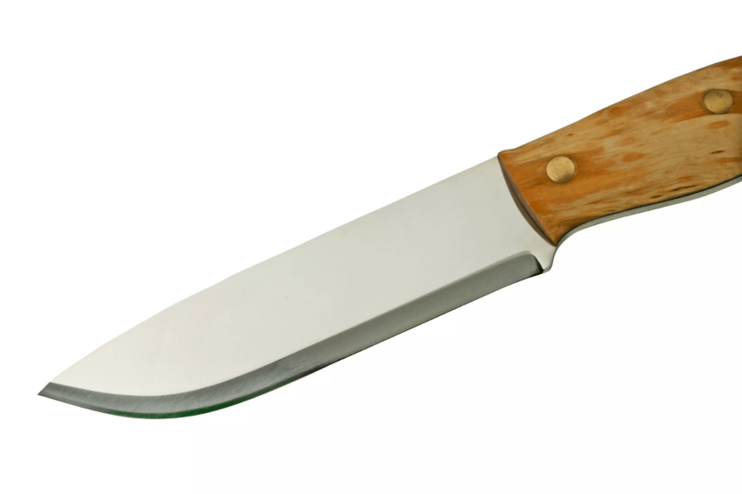 H670 Cuchillo Helle Nord 14.7cm hoja de acero mango de abedul rizado + funda de cuero