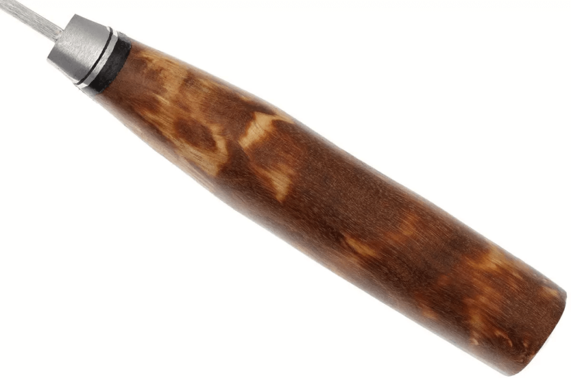 Faca Helle GT H036 com 12,3 cm de lâmina em aço inoxidável, cabo em bétula encaracolado + bainha em pele