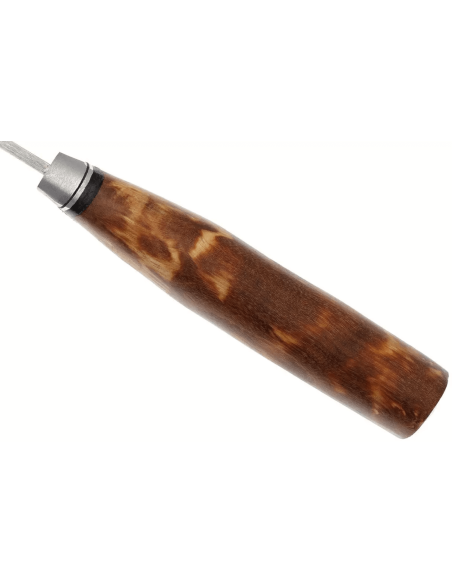 Helle GT H036 kniv 12,3 cm rustfrit stålblad krøllet birkehåndtag + læderskede