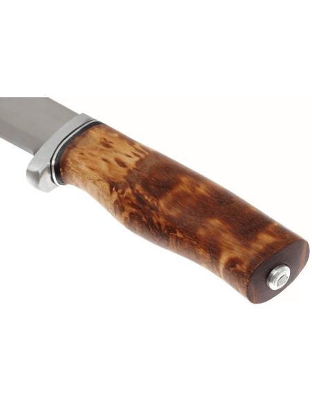 Helle GT H036 kniv 12,3 cm blad i rustfritt stål med krøllete bjørkehåndtak + lærhylse