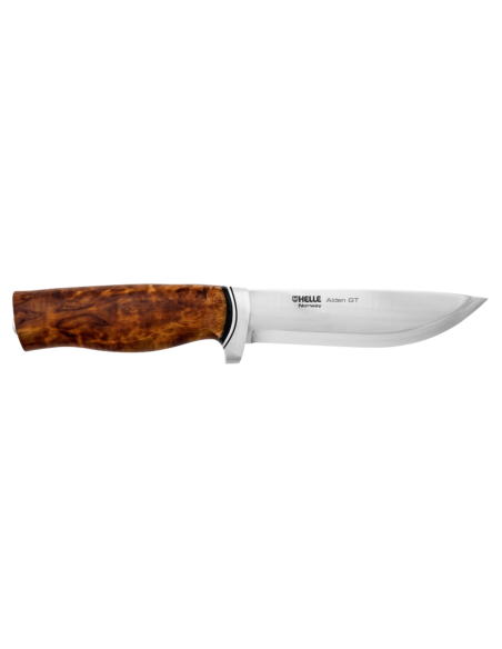 Helle GT H036 veitsi 12.3cm ruostumattomasta teräksestä valmistettu terä kihara koivukahva + nahkatuppi