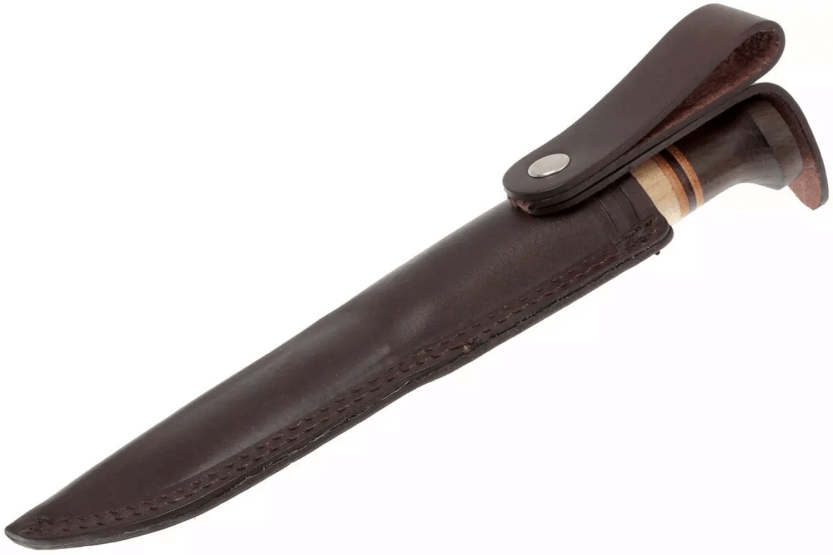 Helle Harding H099 knife 10cm blade birch and oak handle with leather + leather sheath