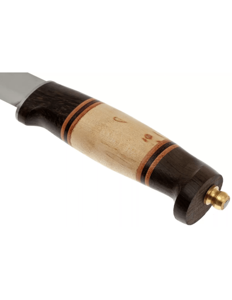 Helle Harding H099 kniv 10 cm blad bjørk og eik håndtak med skinn + skinnslire