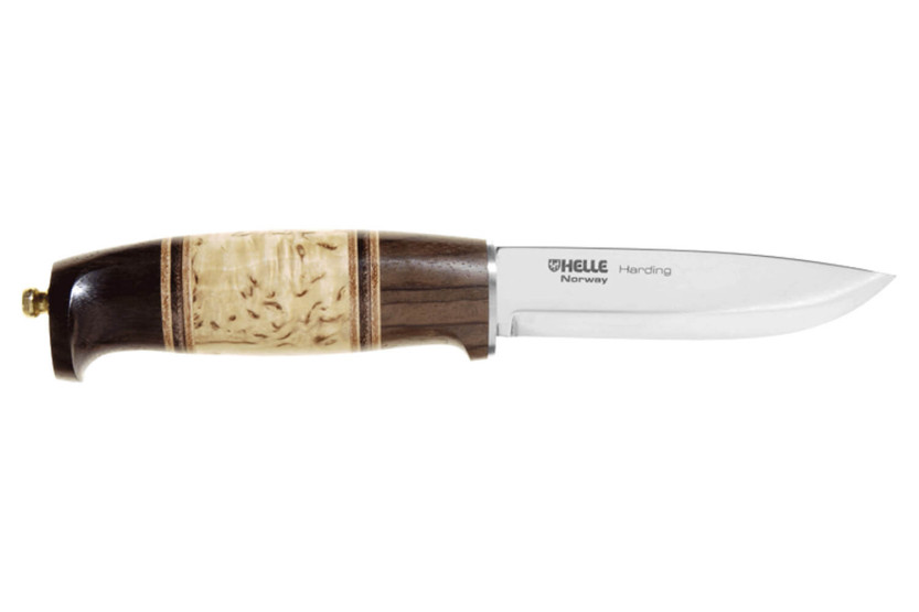 Messer Helle Harding H099 Klinge 10cm Griff aus Birke und Eiche mit Leder + Lederetui