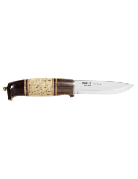 Helle Harding H099 knife 10cm blade birch and oak handle with leather + leather sheath