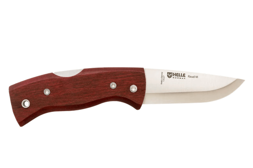 Helle Raud M H654 foldekniv 9,4 cm med håndtak i bjørketre
