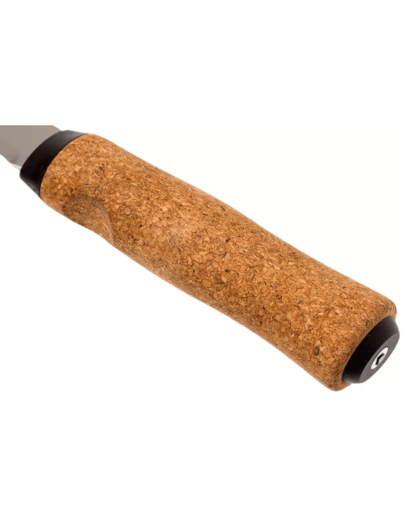 Helle Hellefisk H120 knivblad i rustfritt stål 12,3 cm korkhåndtak + skinnslire