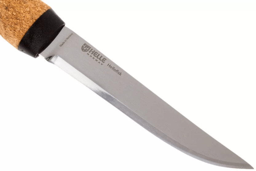 Helle Hellefisk H120 coltello 12,3 cm lama in acciaio inox manico in sughero + fodero in pelle