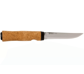 Helle Hellefisk H120 roestvrijstalen mes 12,3cm kurk handvat + leren schede