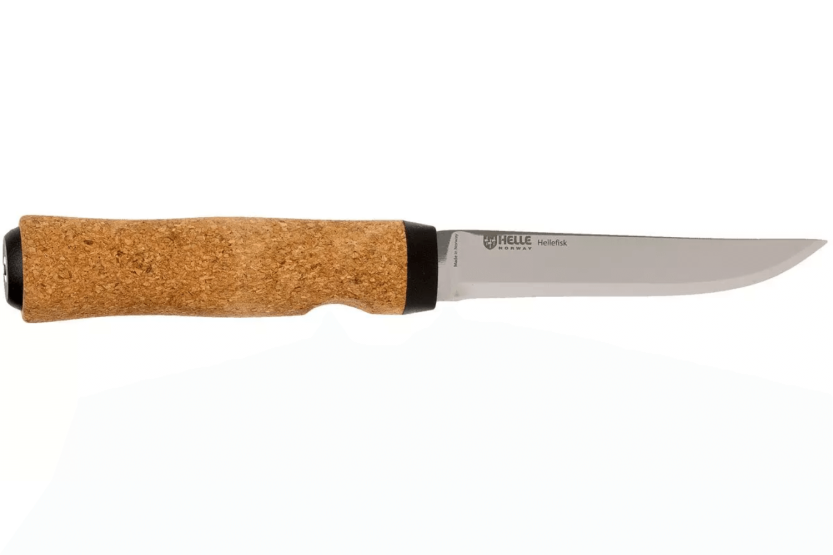 Helle Hellefisk H120 knife stainless steel blade 12.3cm cork handle + leather sheath