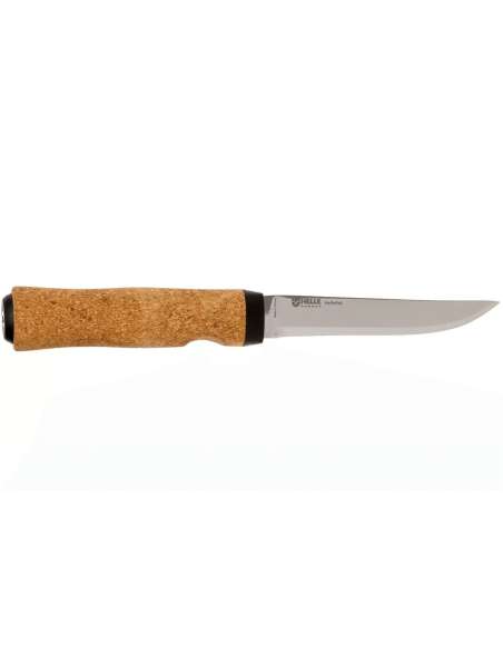 Helle Hellefisk H120 veitsi ruostumattomasta teräksestä terä 12.3cm korkkikahva + nahkatuppi