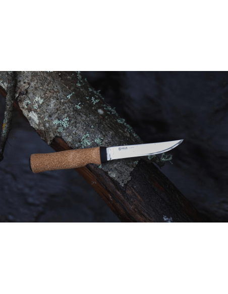 Helle Hellefisk H120 coltello 12,3 cm lama in acciaio inox manico in sughero + fodero in pelle