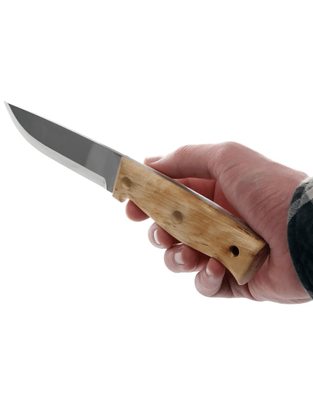 Helle Temagami H300 veitsi 11cm ruostumattomasta teräksestä valmistettu terä koivukahva + nahkatuppi