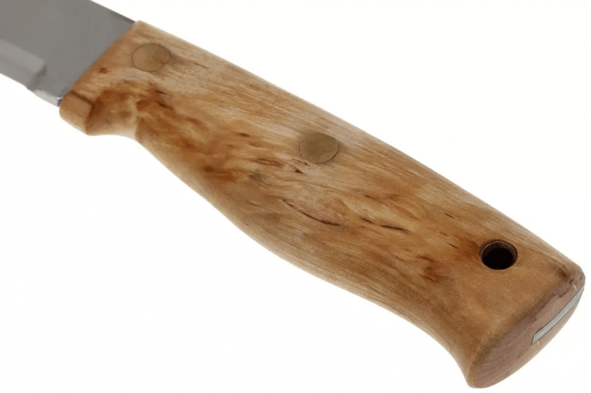 Faca Helle Temagami H300 com 11 cm de lâmina em aço inoxidável, cabo em bétula + bainha em pele