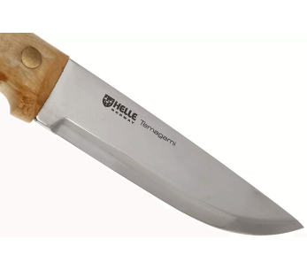 Helle Temagami H300 mes 11cm roestvrij staal berkenhouten heft + leren schede 2