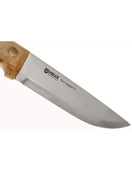 Faca Helle Temagami H300 com 11 cm de lâmina em aço inoxidável, cabo em bétula + bainha em pele