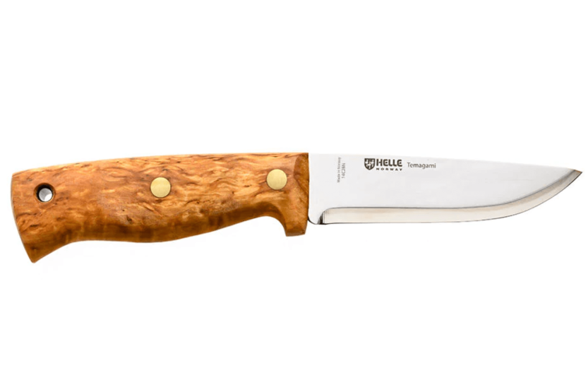 Helle Temagami H300 kniv 11cm blad rostfritt stål björkhandtag + läderslida