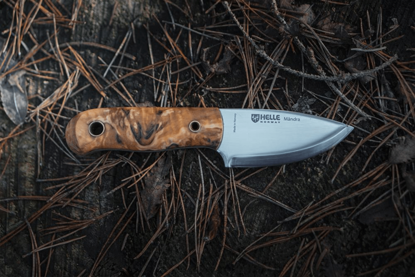 Faca Helle Mândra H620 6,9cm lâmina em aço inoxidável cabo em bétula + bainha em pele