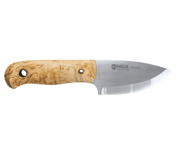 Helle Mândra H620 knife 6.9cm stainless steel blade birch handle + leather sheath
