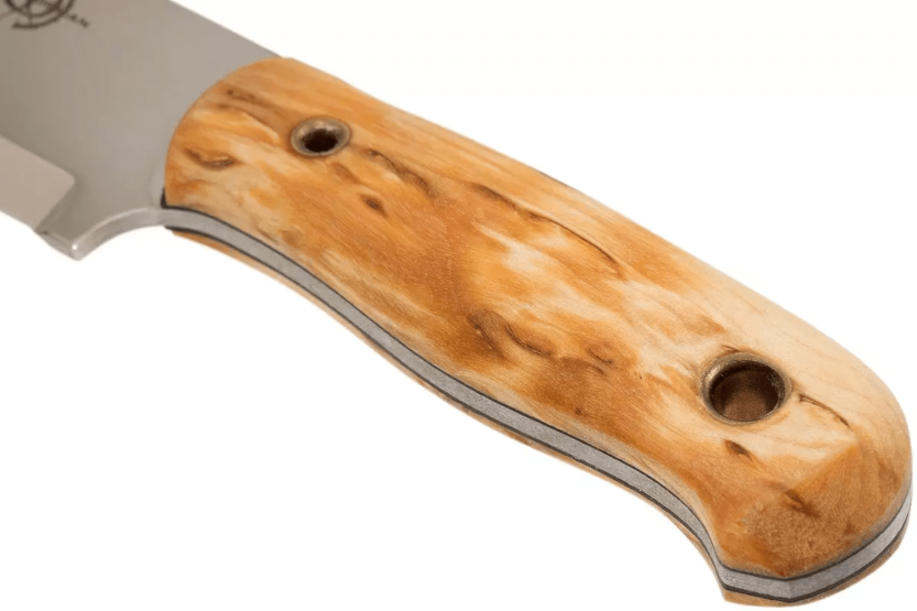 Helle Mândra H620 kniv 6,9 cm blad i rustfritt stål bjørkehåndtak + skinnslire