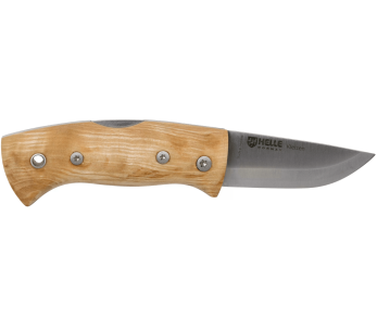Helle Kletten H662 folding knife 8cm curly birch wood handle